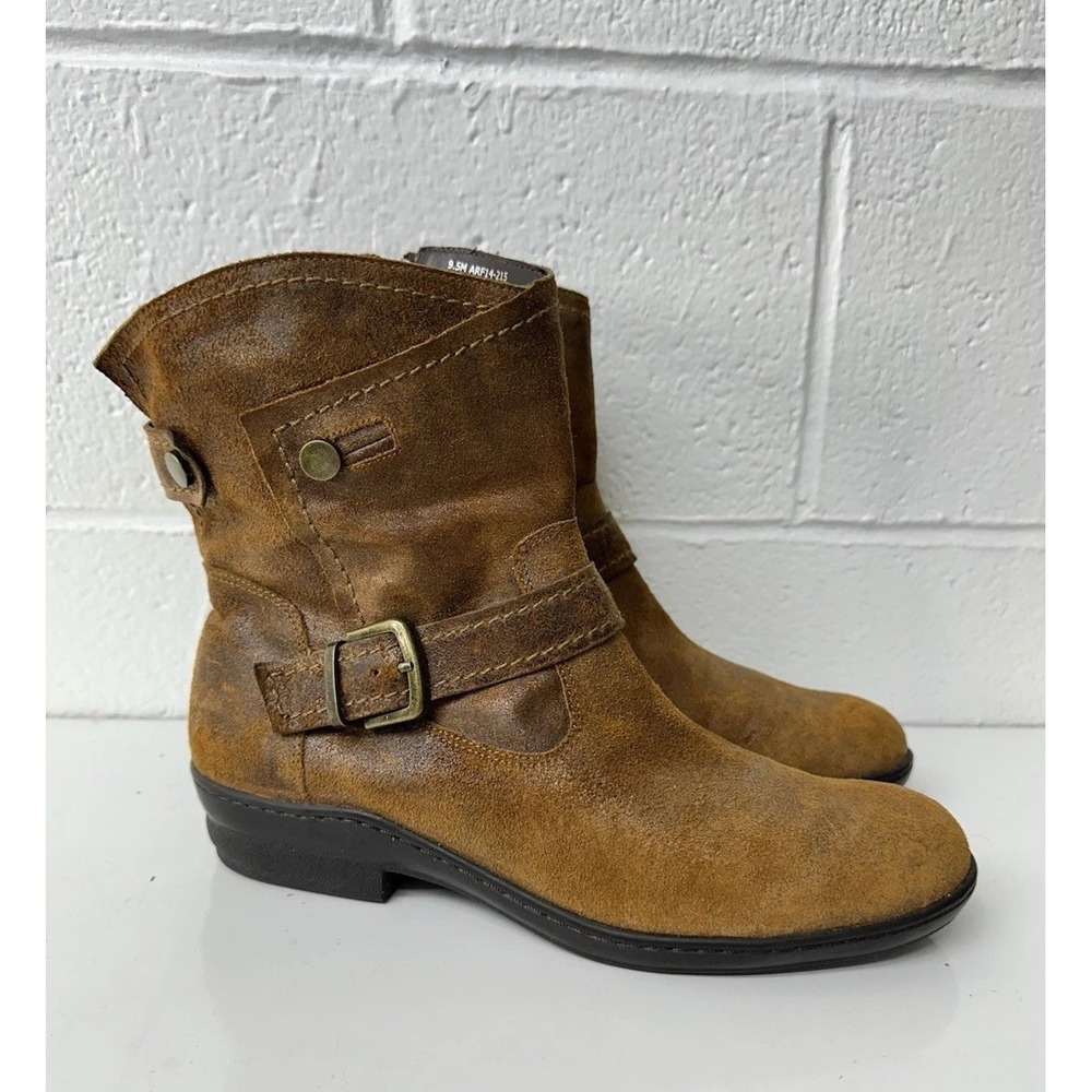 David Tate ankle leather suede Women's brown western boots size 9.5 buckle - Picture 1 of 8